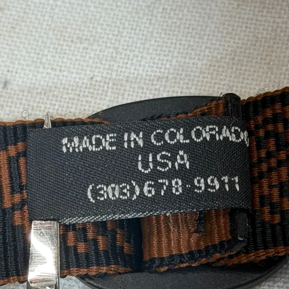 Bison Designs Web Belt 44 Brown Black Southwestern Petroglyph USA Made